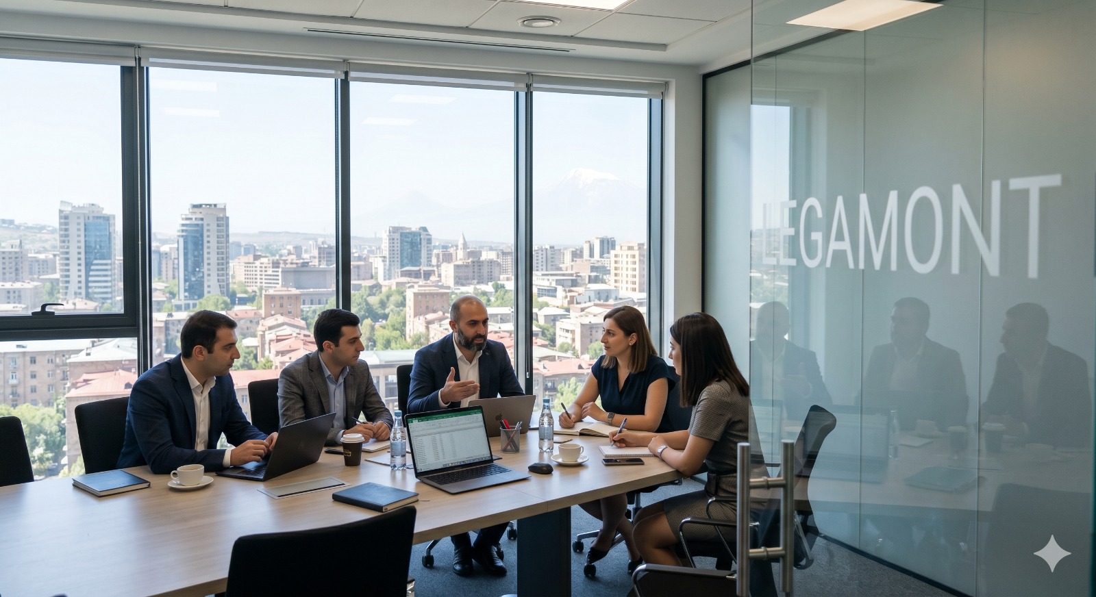 LEGAMONT's expert trademark consulting team in a modern office