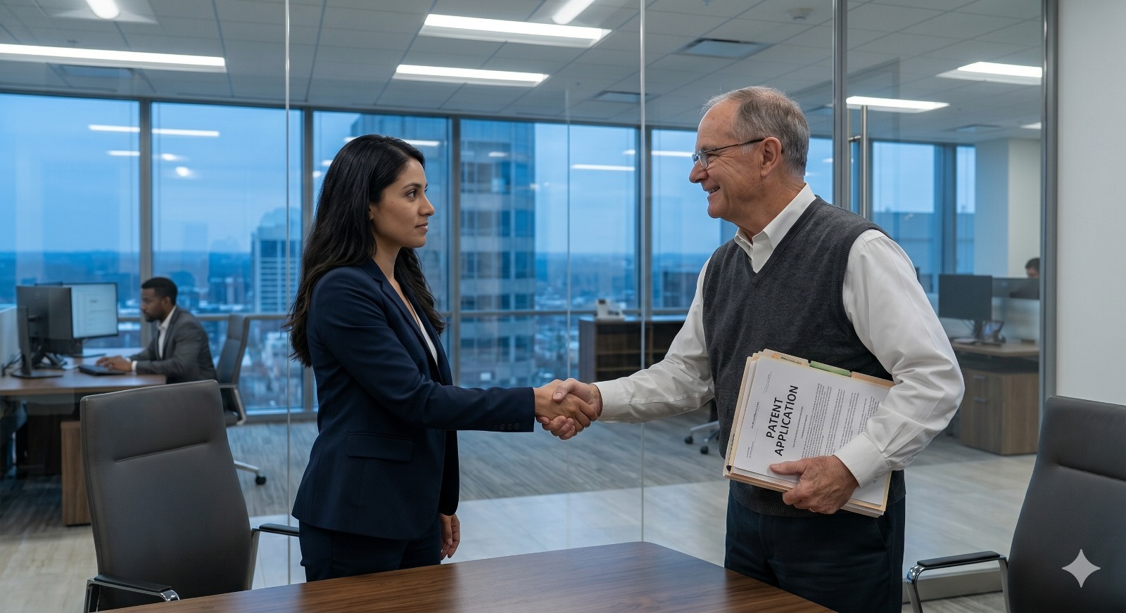 Handshake over a patent application